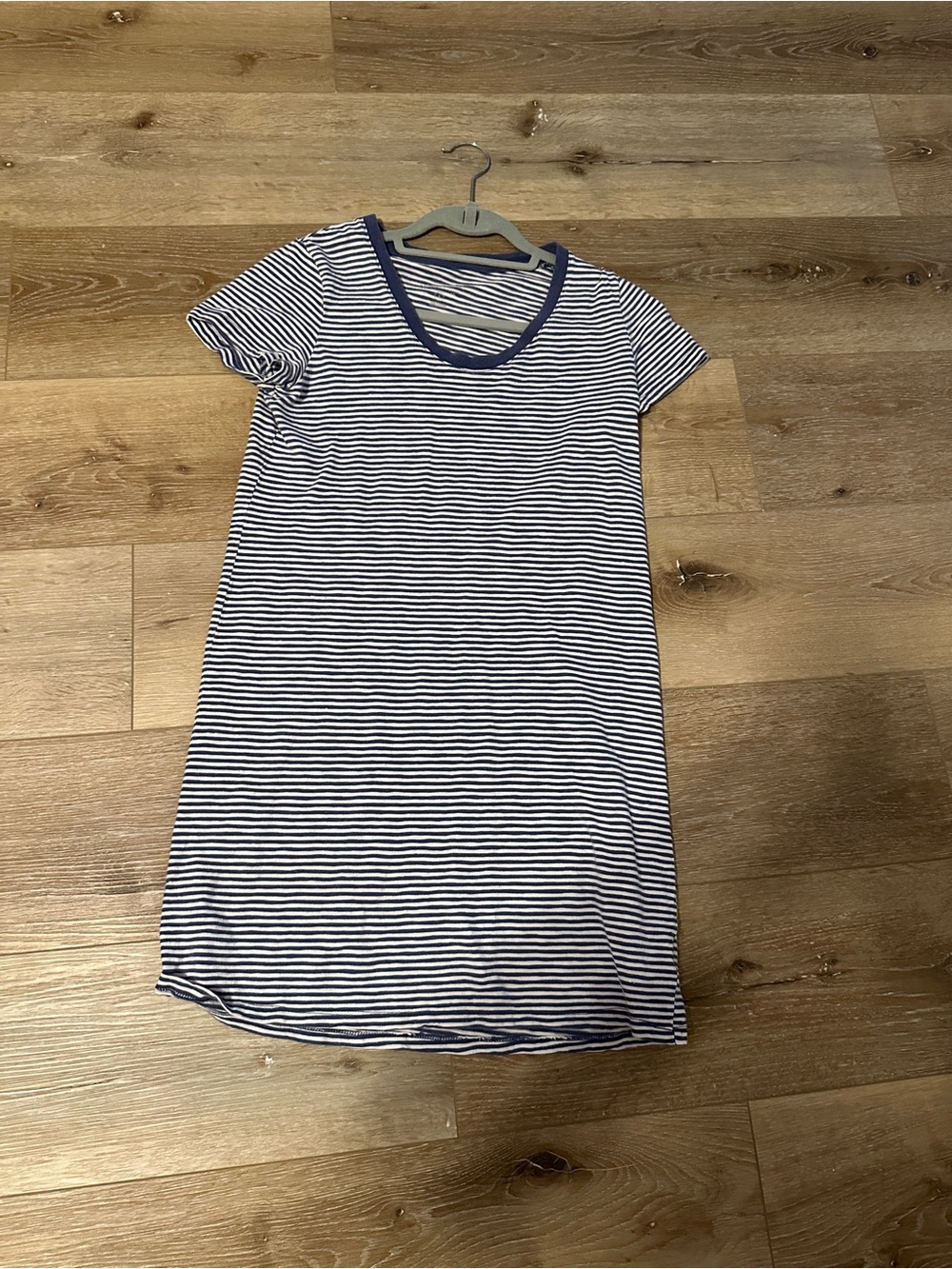 Target White and Navy Striped Short Sleeve T-Shirt Dress